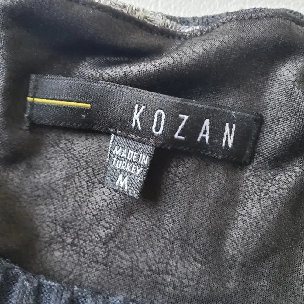 Kozan Blouse Womens M Multicolor Crew Neck 3/4 Sleeve Ribbed Geo Knit Abstract - Picture 4 of 8
